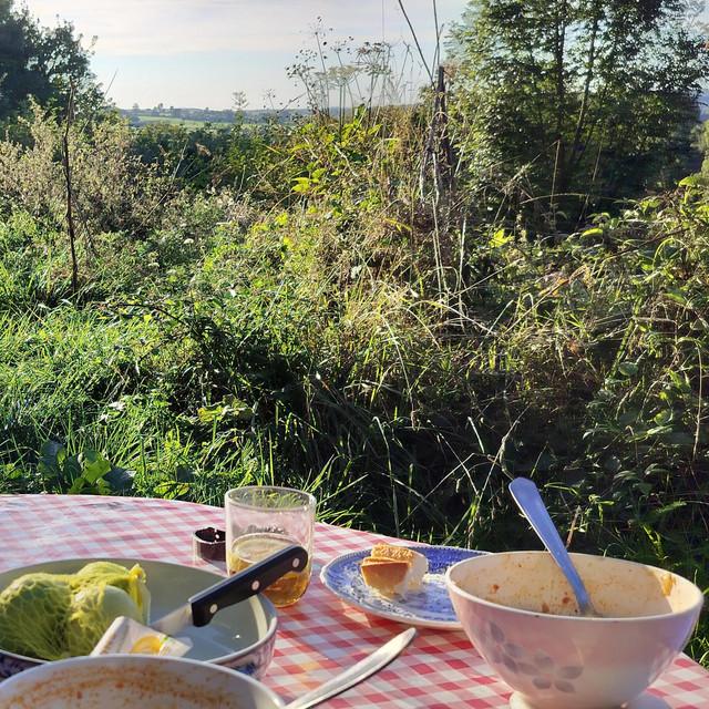 The cheese is on my table