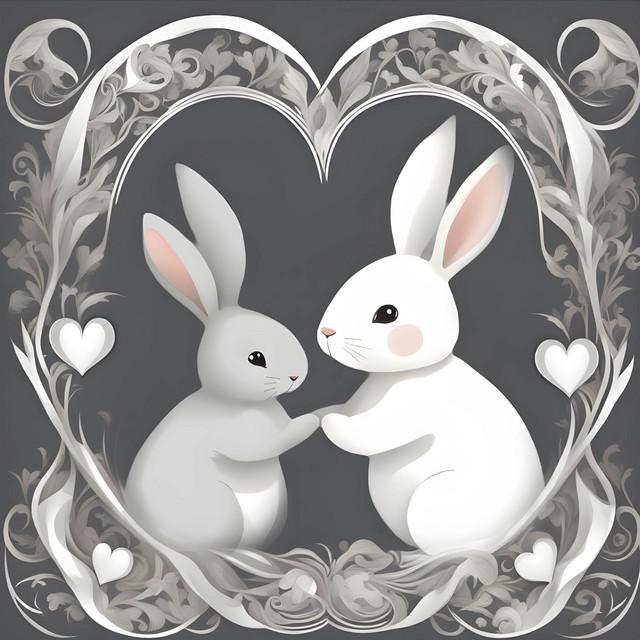Gray and White Bunny