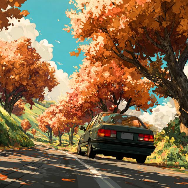 秋色の景色-紅葉が降る午後のドライブ